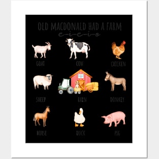 Toddler Kids Old MacDonald Had a Farm E-I-E-I-O Nursery Song Posters and Art